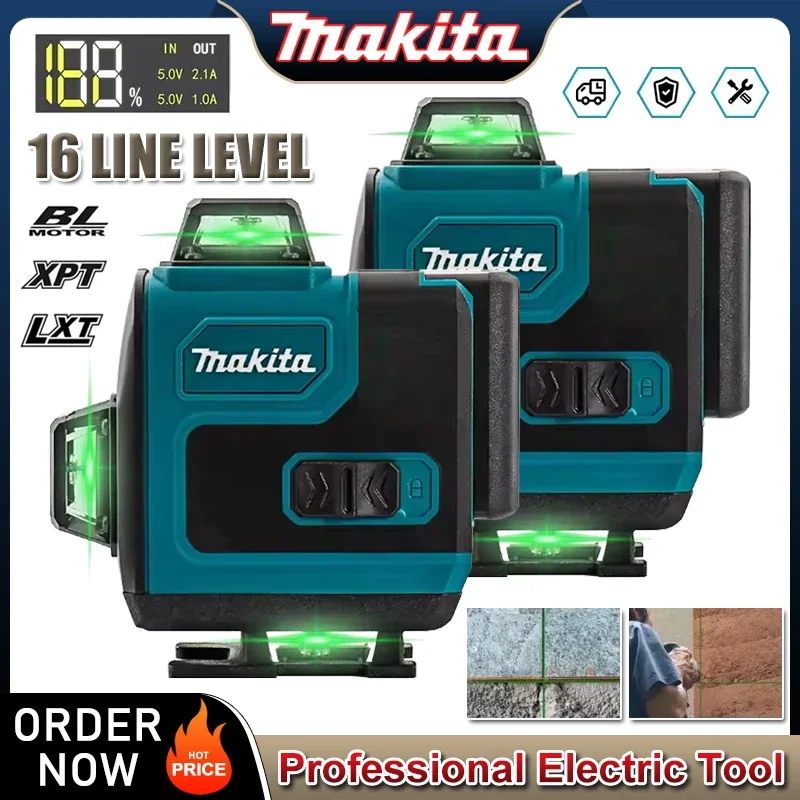 Makita 16-Line Cross Level 360 Horizontal Vertical High-Precision Green Light Laser Wall-Mounted High-Precision  Portable Tool