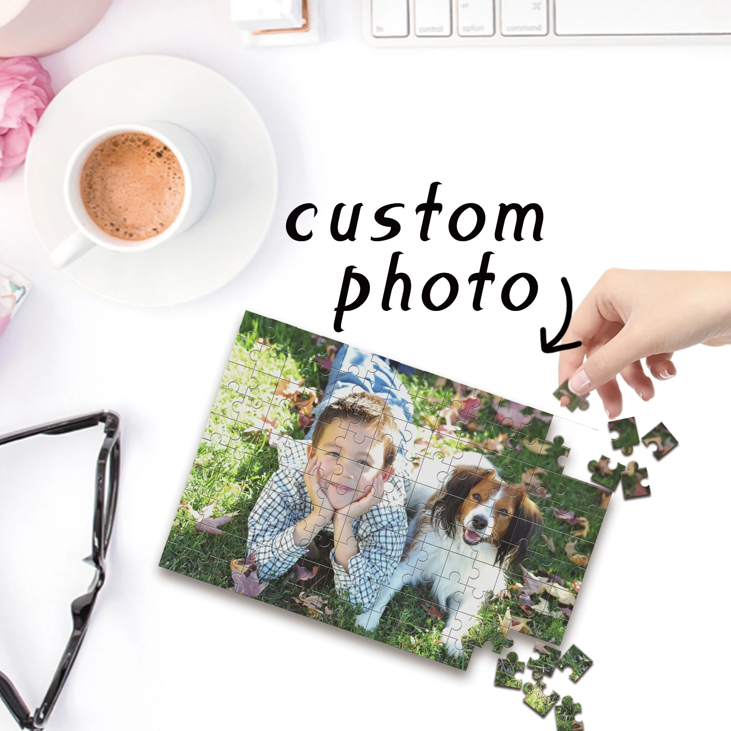 35/150/300/500/1000pcs dog and kid Custom Photo Custom DIY Personalised Photo Portrait Puzzles Personalised Decompression Puzzle