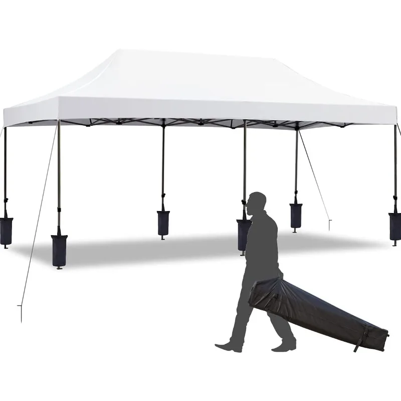 10' x 20' Pop Up Canopy Tent, Commercial Instant Canopy with Roller Bag, 6 Sand Bags, Outdoor Canopies for Festival, Even
