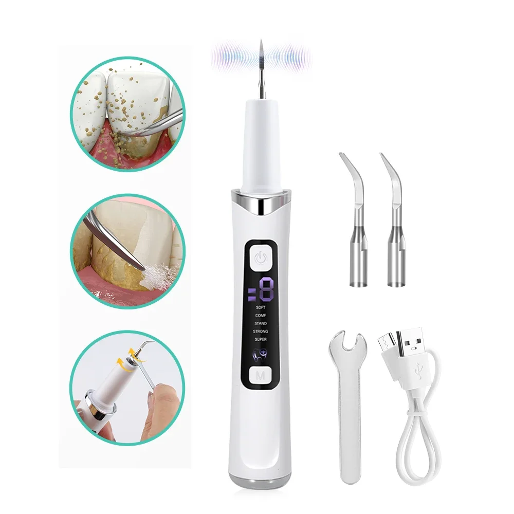 New Dental Ultrasonic Scaler with 2 Tips Tooth Calculus Remover Cleaning Tool Handpiece Whiten Tooth Cleaner Dentist Tools