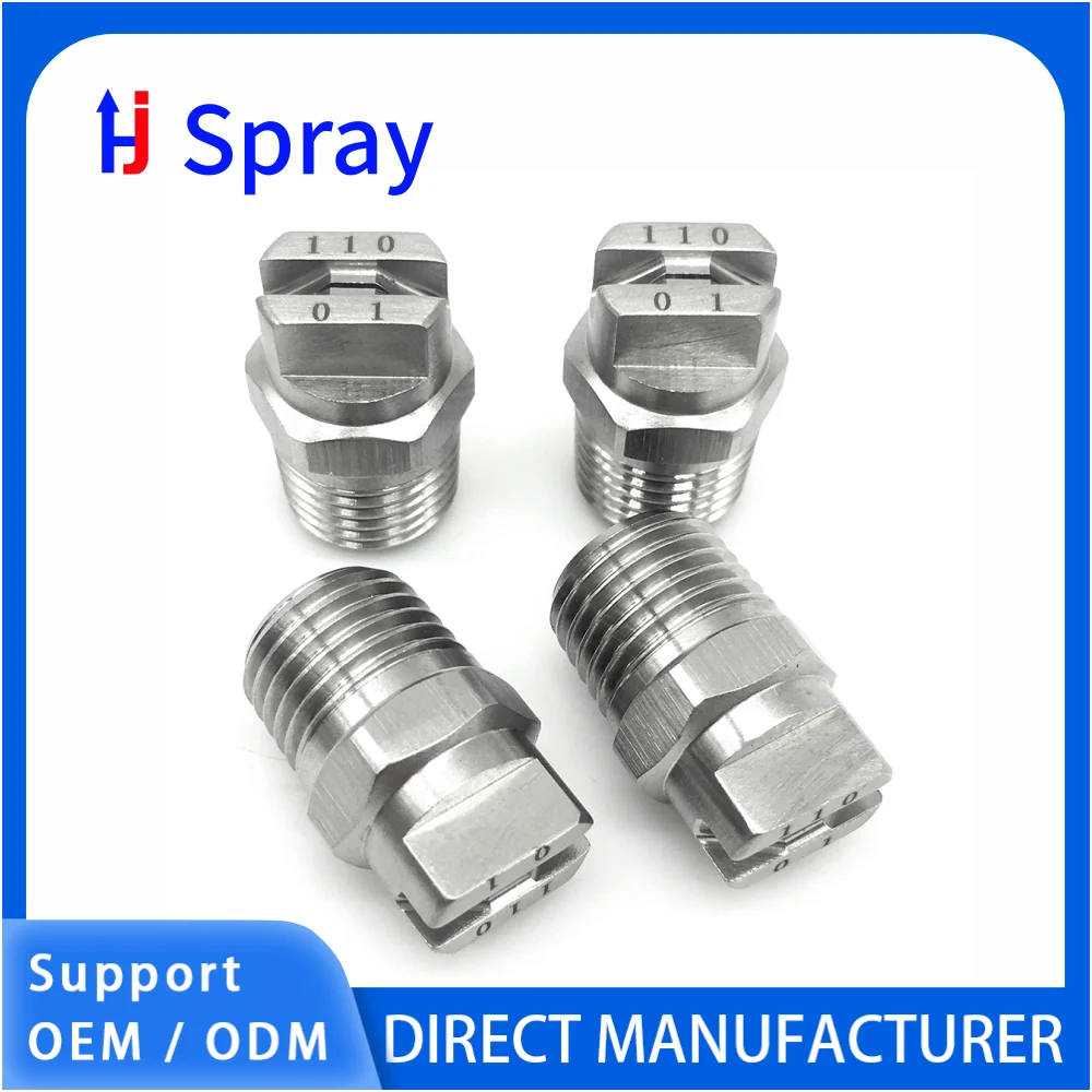 Huajue OEM/ODM Stainless Steel Flat Fan Nozzle 3/8 Inch BSPT Male Thread HVV Series 40 Degree Spray Angle for Cleaning/Dust