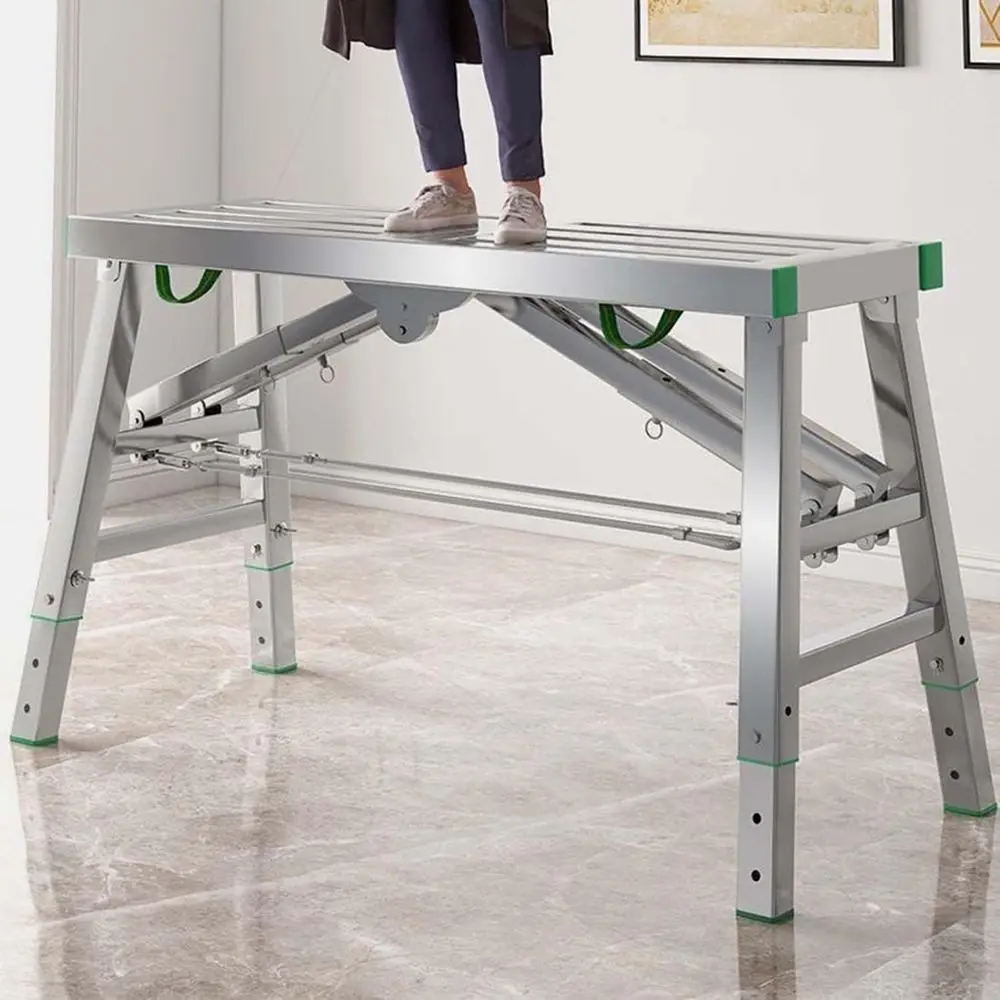 Adjustable Steel Folding Scaffold Ladder, Portable Deck, 800 lbs Load Capacity