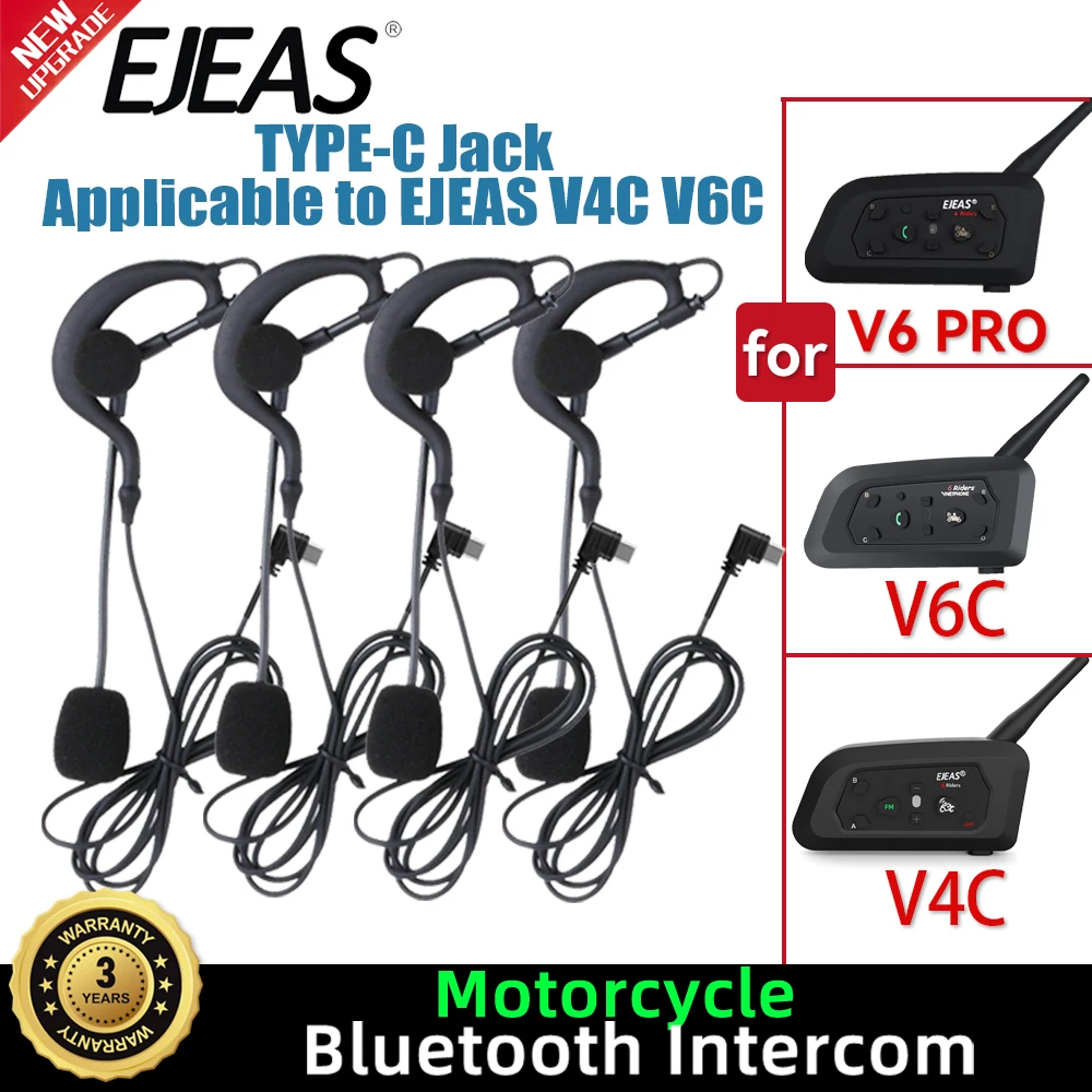 1/2/4 Pcs Type-C Interface Original Referee Earphones Hanging Ear Referee Intercom Football Headset for EJEAS V6C PRO/V4C