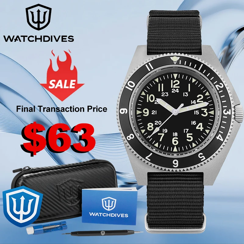 Watchdives WD1972 Quartz Watch Sapphire Luminous Men Watches VH31 Sweep Seconds Movement 20Bar Waterproof Watches with Gift Box