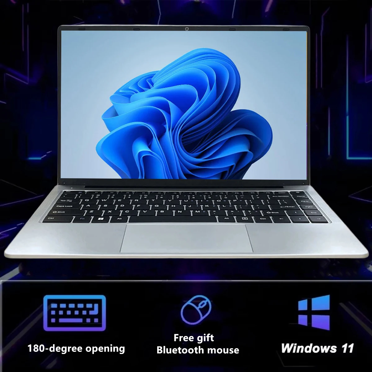 Free Gift Mouse Kid 14.1-inch Intel 4 Core Laptop with 128GB/256GB/512GB/1TB SSD Windows 11 Pro  Portable Notebook for Students