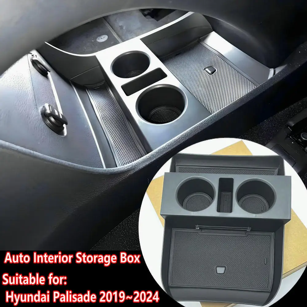 For Hyundai Palisade 2019~2022 2023 2024 Auto Interior Central Control Lower Storage Box Organizer Tray Car Accessories