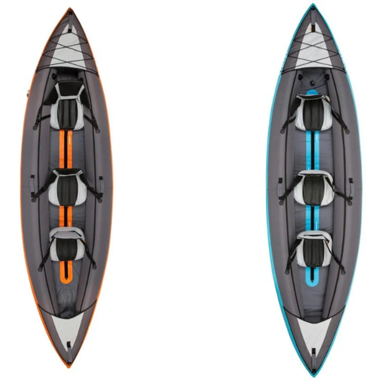 2 Color Low 3 Person Kayak Inflatable Fishing Boat Canoe EVA Pvc Folding Boat 330 Standard Accessories  3 People