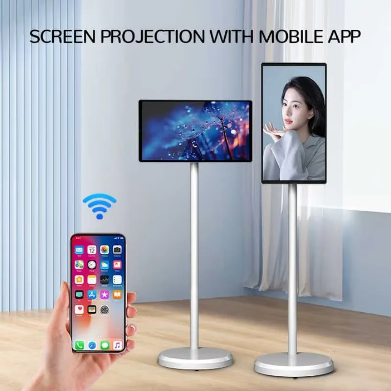 21.5 Inch Android Smart Tv with Rotatable Touch Screen, Android 13 Tablet on Movable Stand, 6G+128G Memory 4K Camera Entertain