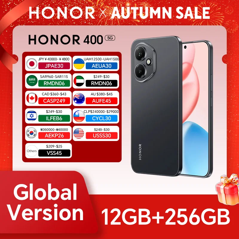 HONOR 400 5G 12GB+256GB Global Version Smartphone 6.55'' AMOLED Screen 200MP Camera 6000 mAh 100W SuperCharge OTG NFC