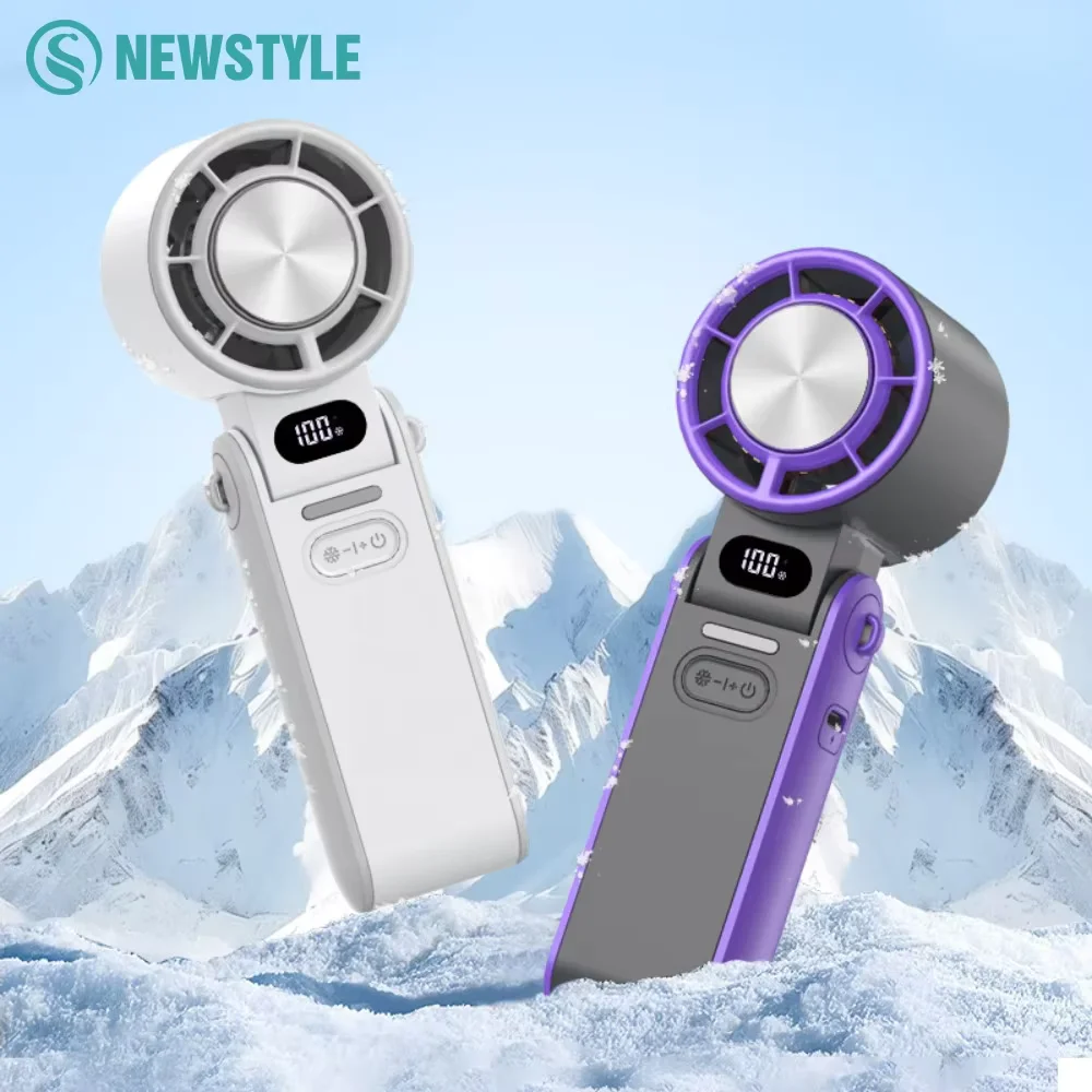 Mini Handheld Air Cooling Turbo Fan Foldable USB Rechargeable 3600mAh 100 Wind Speeds Adjustable Outdoor With Lanyard