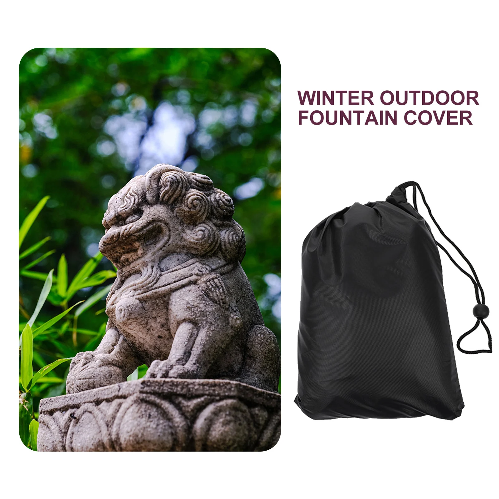 1pc Winter Outdoor Fountain Cover Waterproof Dustproof Drawstring Design For Garden Statue Park Courtyard Yard Sculpture
