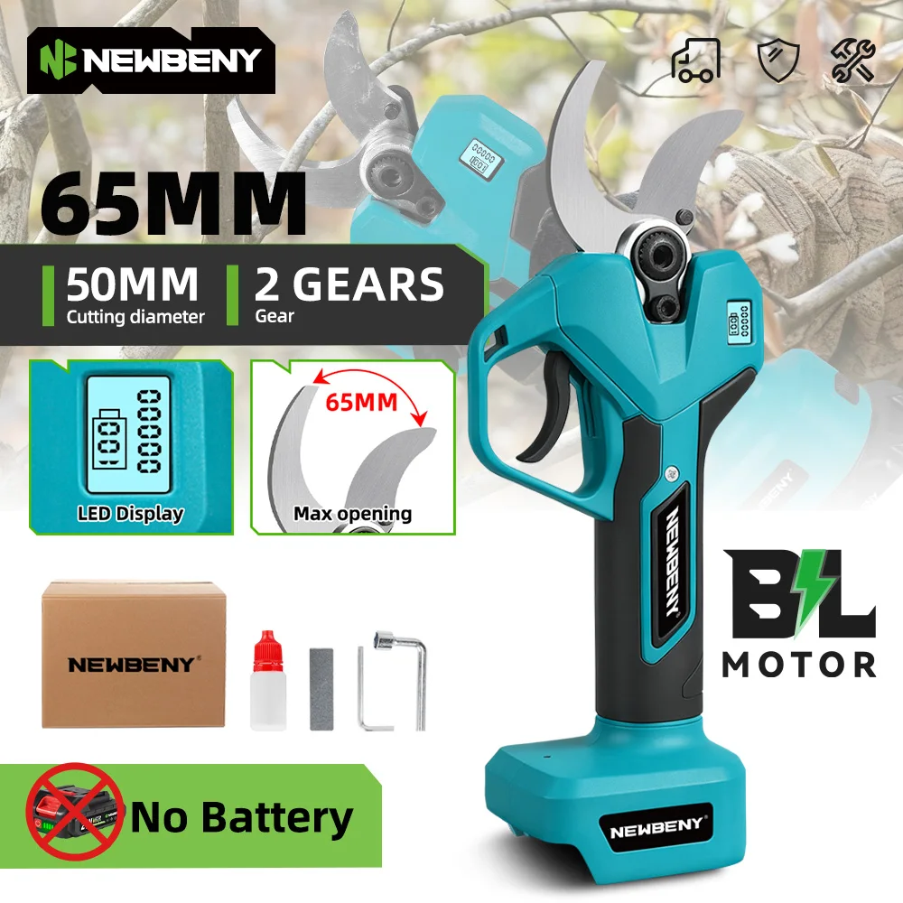 YOFIDRA 65MM Cordless Electric Pruning Shears 2 Gears Handheld Scissors Tree Branches Cutting Power Tools For Makita Battery Pin