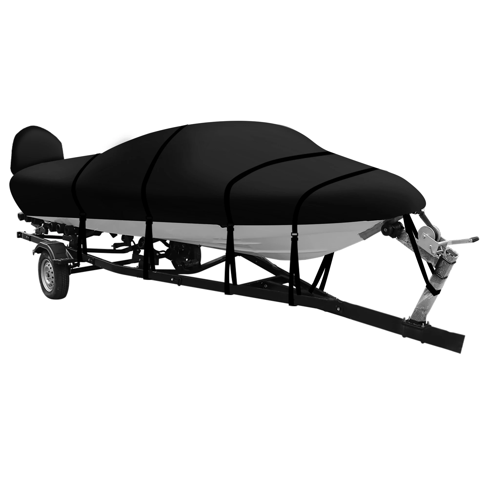 Motoforti 14-24ft Trailerable Boat Cover 600D PU Lined Bass for Bayliner Tri-Hull Fishing Runabout Boat Beam Width Up to 102"