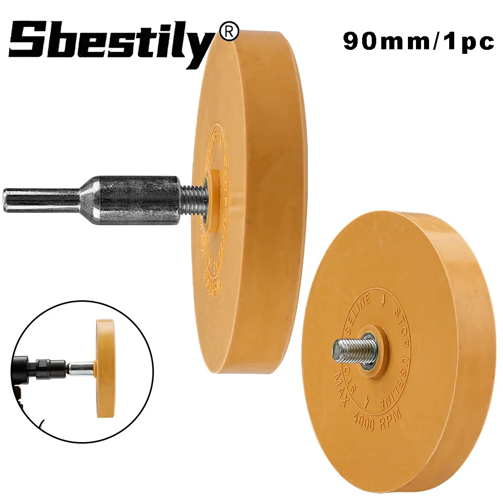 Sbestily 3.5Inch Decal Remover Eraser Wheel Car Surface Sticker Cleaning Polishing Wheel Scented Rubber Wheel For Electric Drill