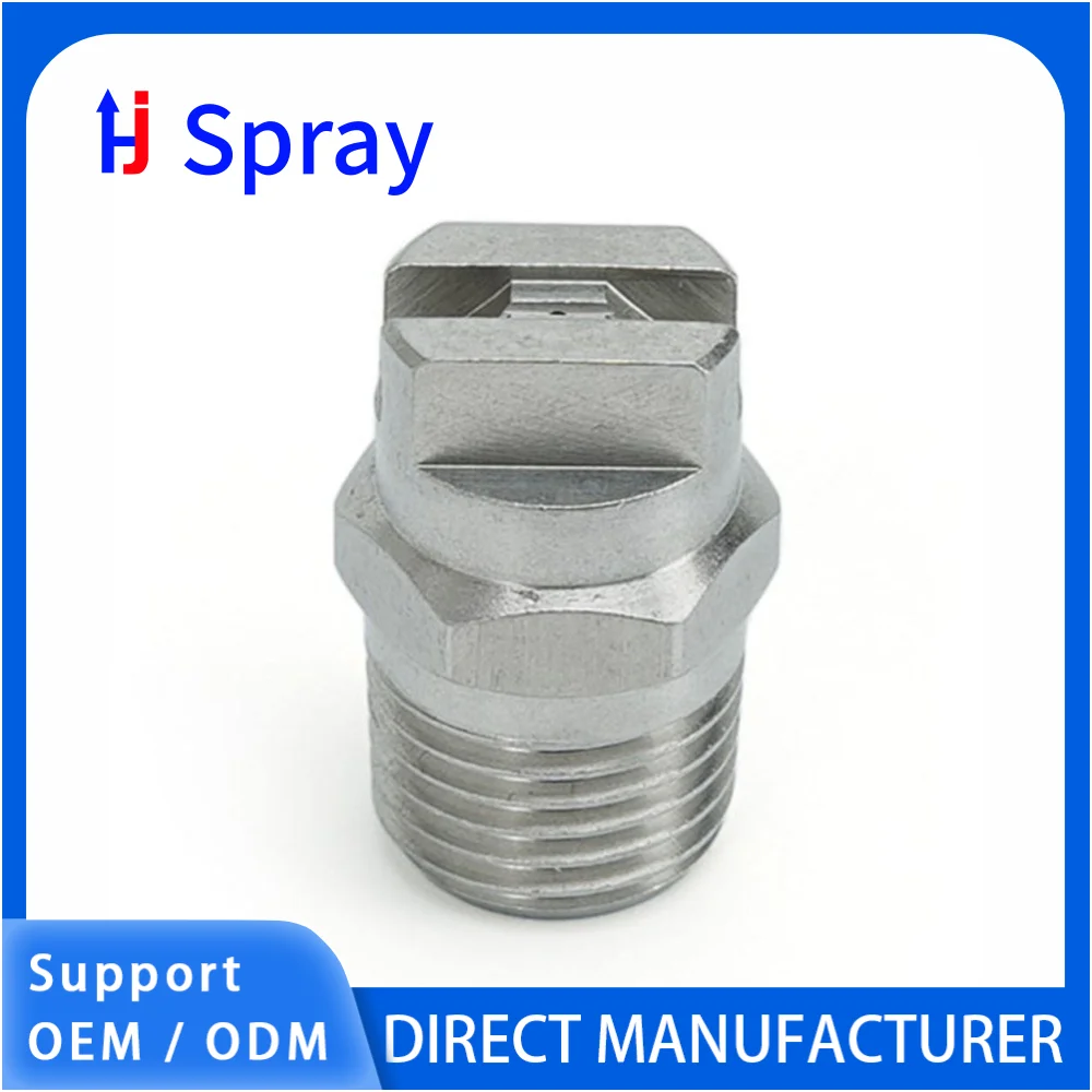 Huajue OEM/ODM Stainless Steel Flat Fan Nozzle 3/4 Inch BSPT Male Thread HVV Series 40 Degree Spray Angle for Cleaning/Dust