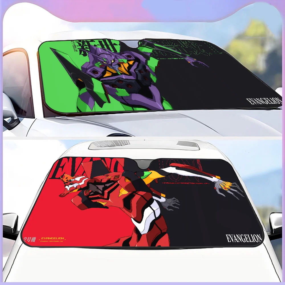 N-Neon G-Genesis E-Evangelion Anime Foldable Front Windshield Sunshade 70x130cm Anime Cartoon Visor Sun Shade Protect