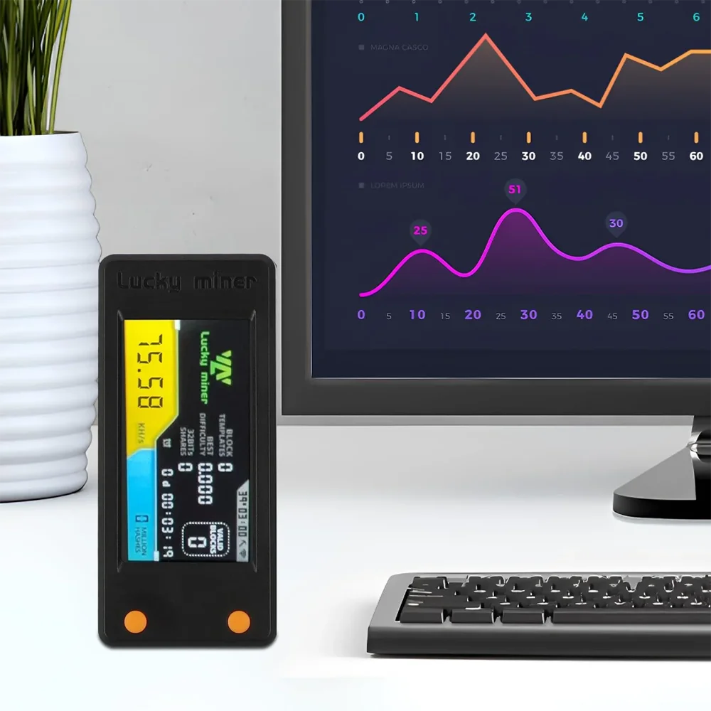 LuckyMiner LV02 Mini Solo Miner｜74KH/s SHA256｜LCD Display｜Quiet Desktop Device