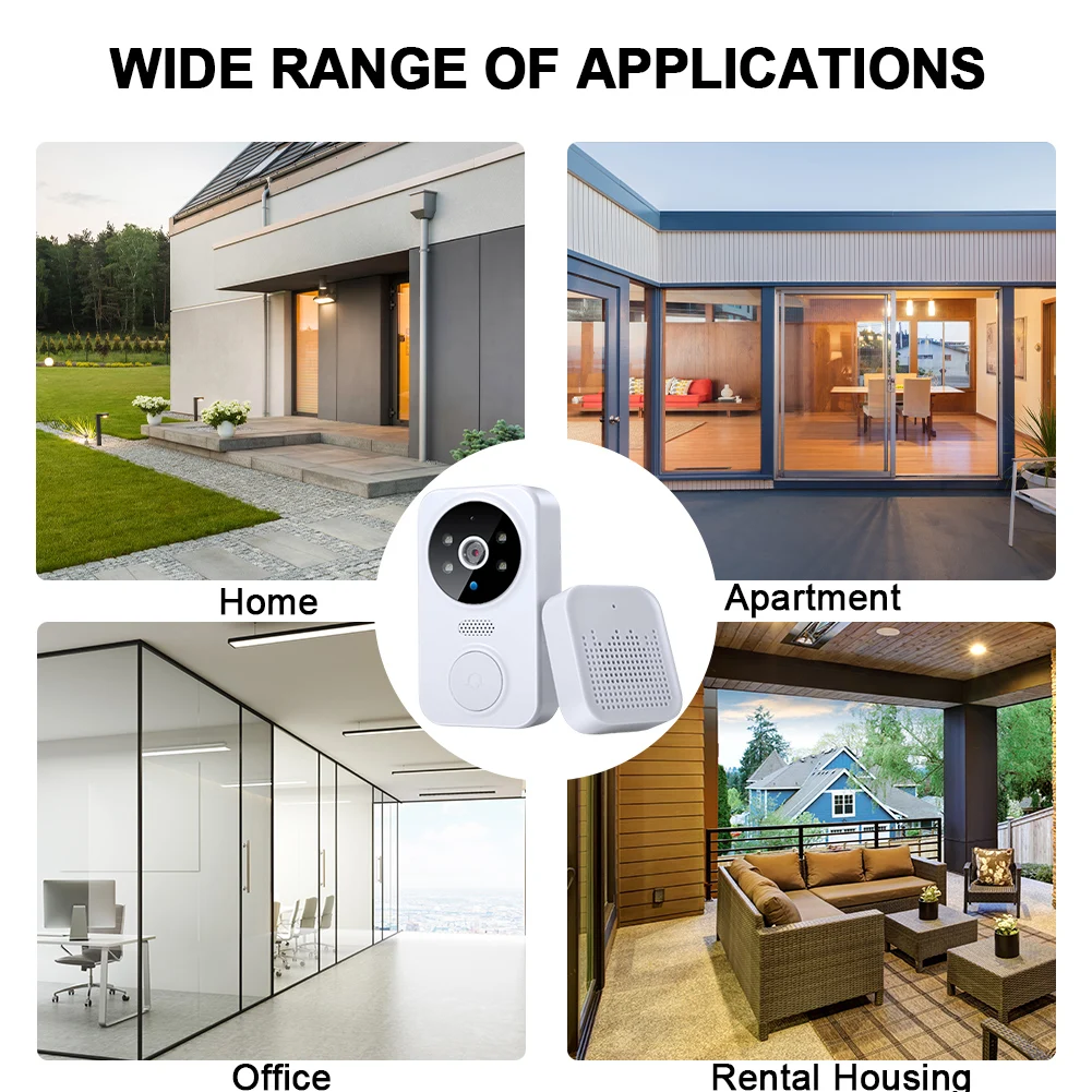 WiFi Smart Video Doorbell Camera 2-Way Audio Smart Visual Doorbell Night Vision Intelligent Doorbell Indoor Outdoor Surveillance