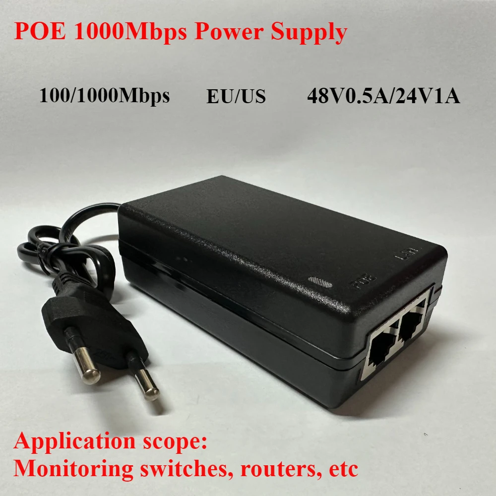 48V/12V POE injector Ethernet CCTV Power Adapter 0.5A /2A 24W POE for IP camera IP Phones POE Switch Power Adapter EU/US Option