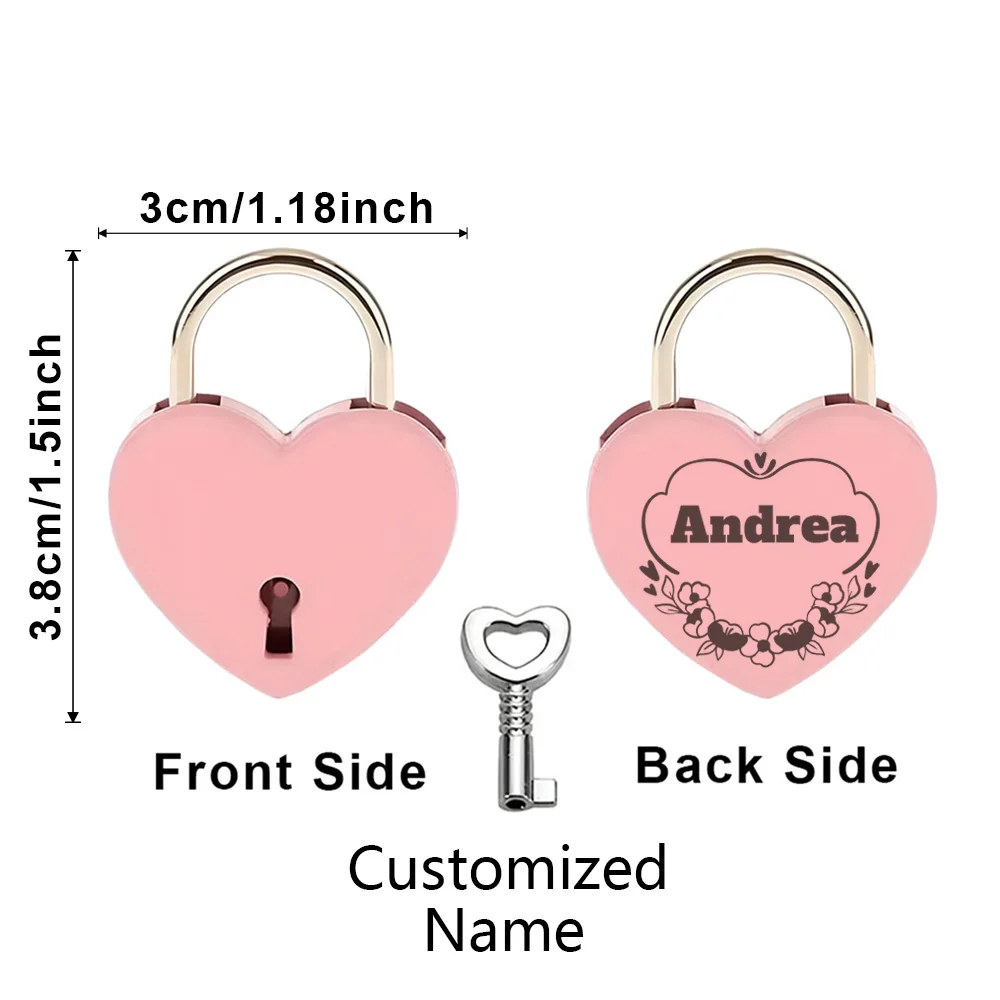 1PC Excellent cloud with flower Custom Name Engrave Padlock Mini Heart Shaped Lock Love Padlock Wedding Keyed Padlocks