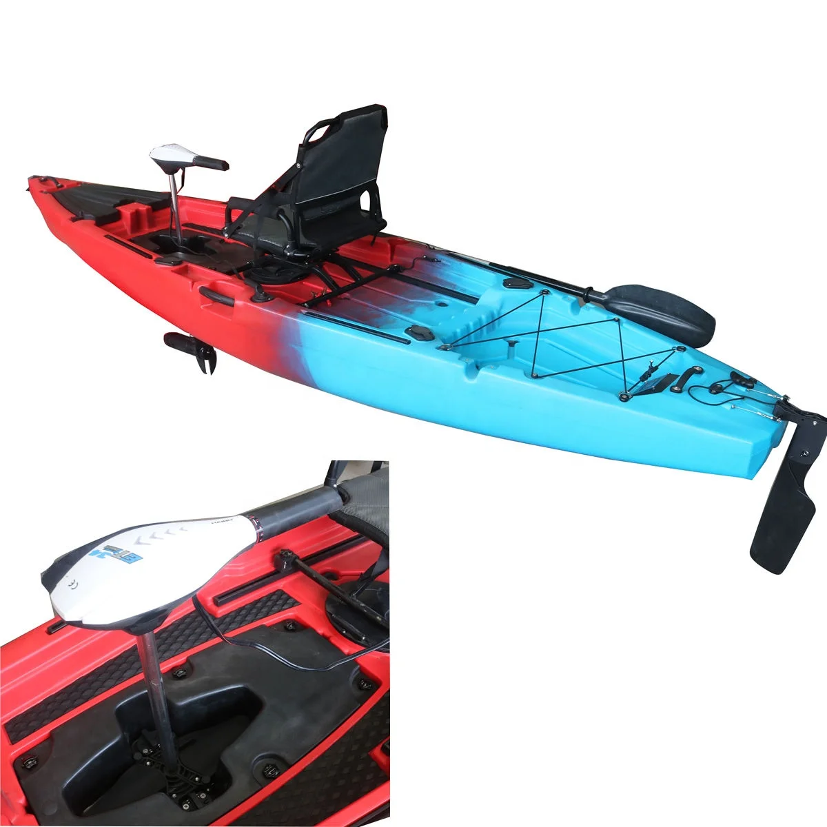Vicking Top Selling 3.6m Solo Fishing 34LBS 12V Motorized Kayak/canoe  Lldpe Material with Electric Motor
