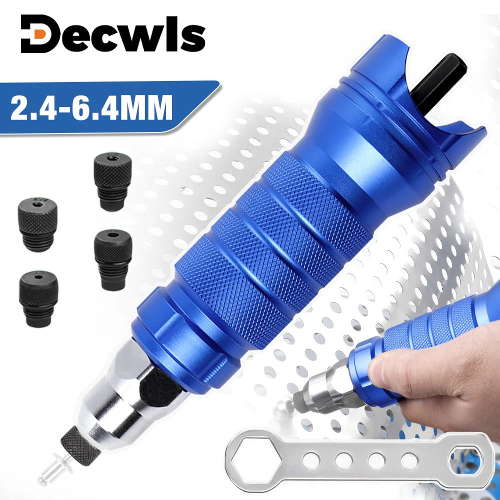 Pull Rivet Gun 2.4mm 3.2mm 4.0mm 4.8mm 6.4mm Aluminum Alloy Rivet Gun, Electric Rivet Gun Converter, Home Cordless Riveting Tool