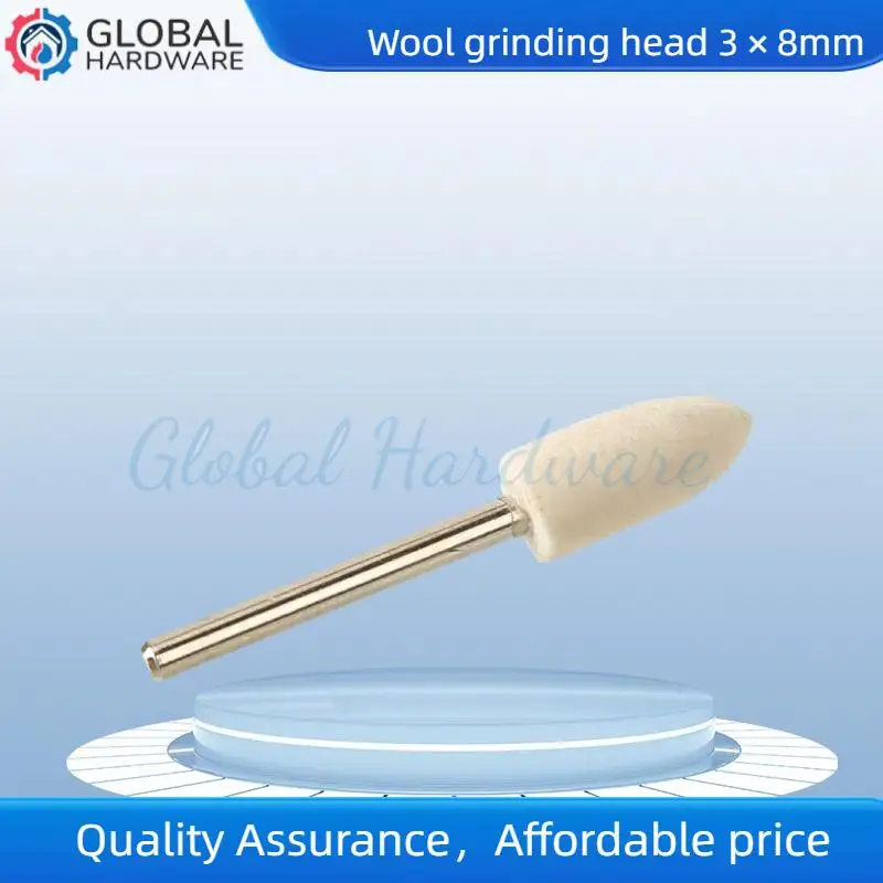 Wool Felt Mounted Polishing Buffing Wheel 3mm Shank for Grinder Drill Rotary Tools Grit 8mm