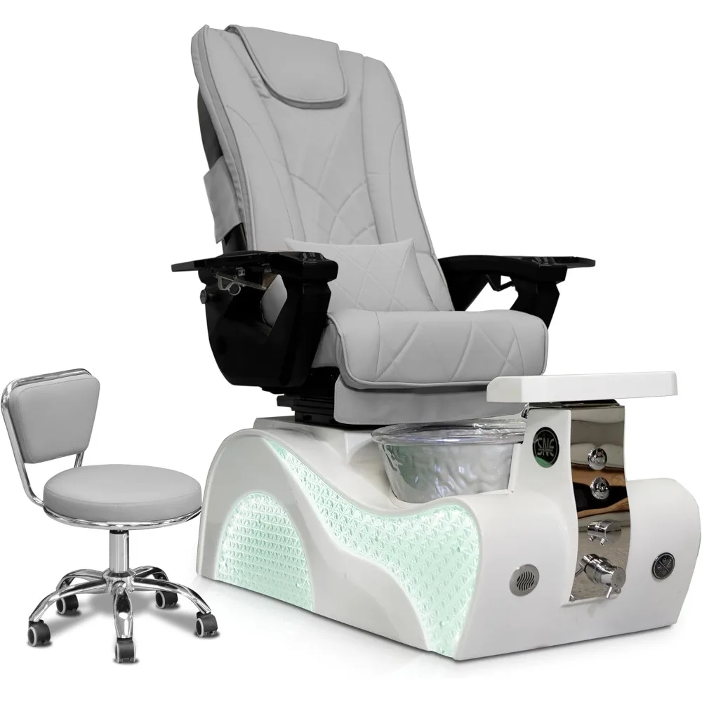 New Wave Stylish Pedicure Chair - Black/Gold and White Options with Discharge Pump - Pipe-Less Whirlpool System, Pedicure Spa, N