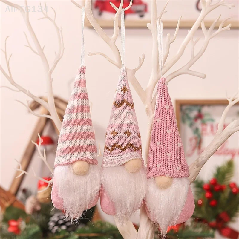 3Pcs Knitted Faceless Doll Gnome Christmas Tree Ornaments Merry Christmas Home Decorations New Year Pendants Gift
