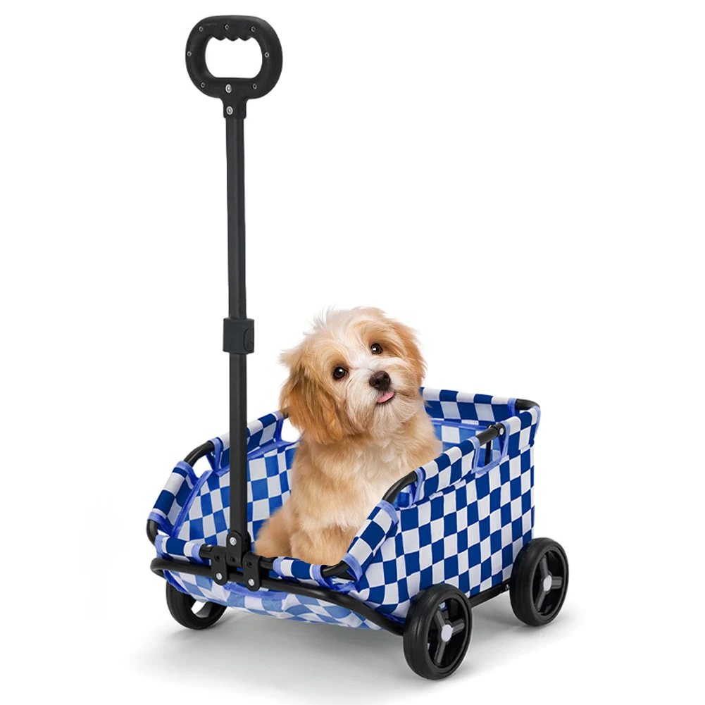Folding Travel Pet Cart Teddy for Traveling 4 Wheels Lightweight Folding Trolley for Travelling Shopping Walking Baby Stroller 