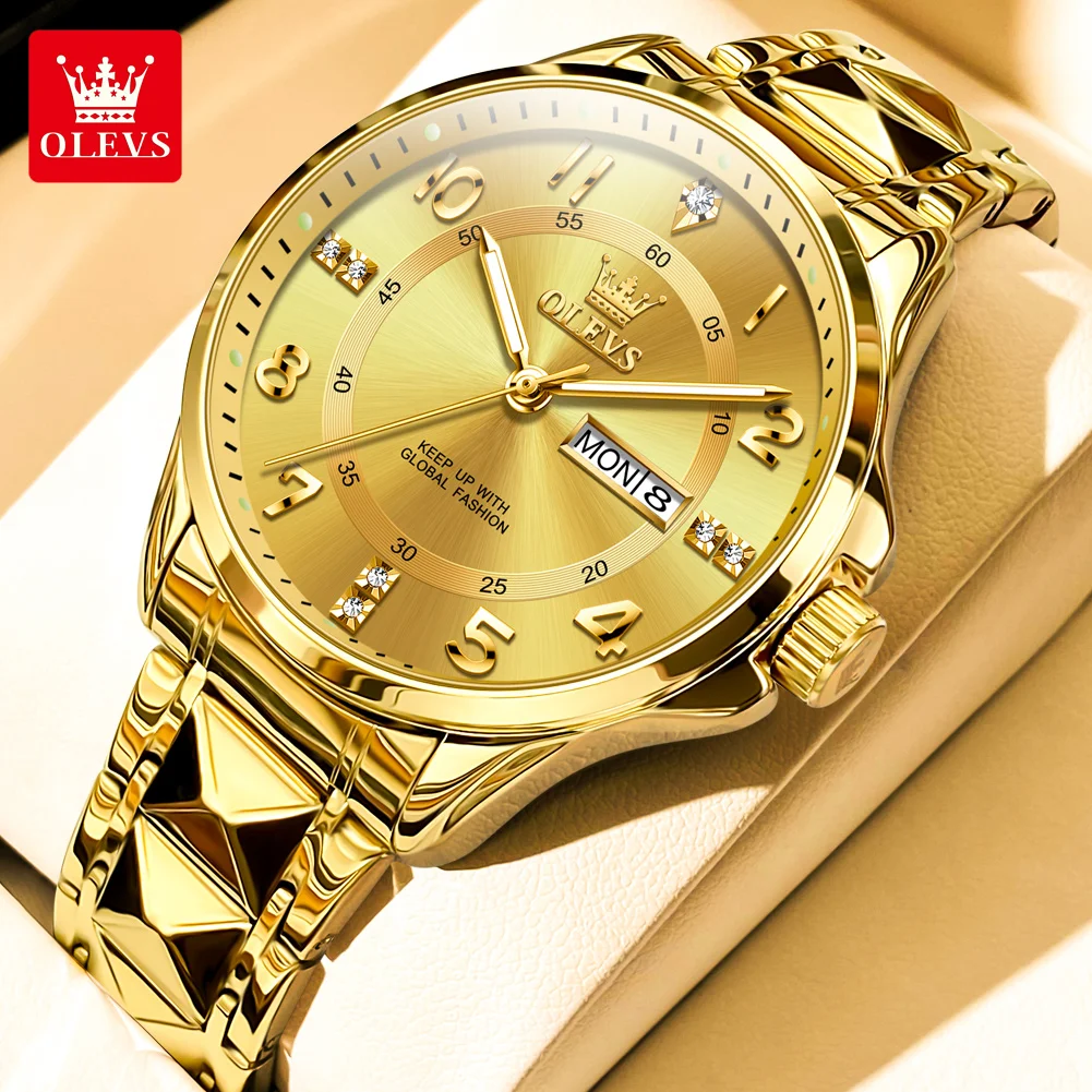 OLEVS 2910 Men's Quartz Watch Fashion textured strap water resistant up to 30 meters and with night-time luminous display