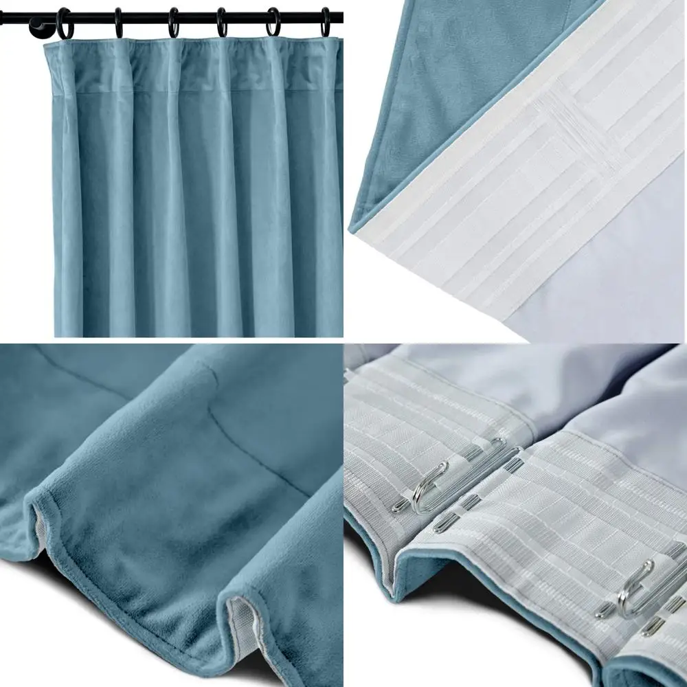 Extra Wide Velvet Drape for Living Room, 150 Wide x 96 Long, Pleated Tape, Room Darkening Curtain Panel, Blackout, 96 Length, Su