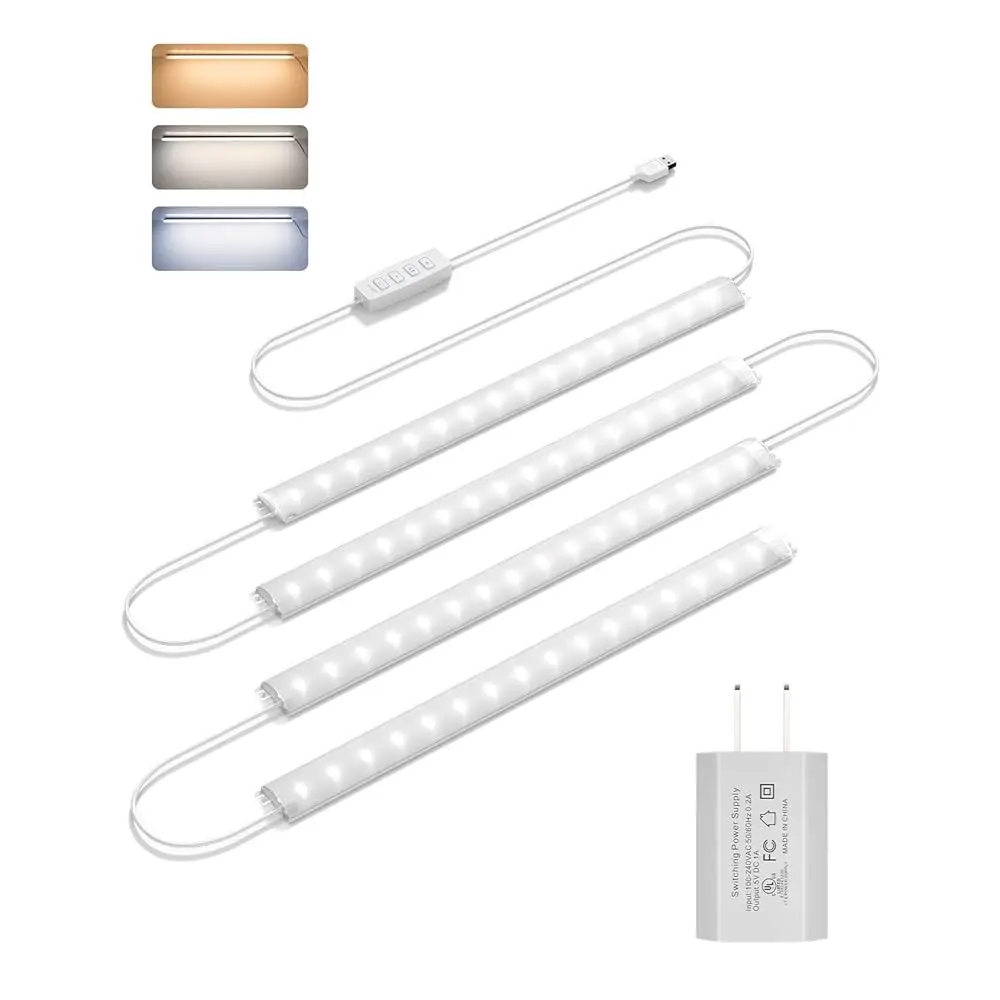 Plug-In Under Cabinet Lights, 12Inch Ultra Thin Led Dimmable Closet Lights With Memory Function, 3 Color Temperature Under
