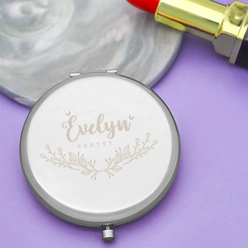 1pc Funny pretty flower Customized Name Pocket Mirror Round Circle Mirror Folding Mirror Fold Mirror Birthday Gift