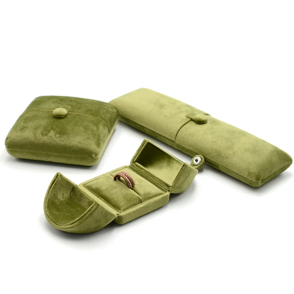 Velvet Jewelry Box Velvet Luxury Jewelry Organizer Earring Display Box Shockproof Wedding Ring Case For Wedding Gift Packaging