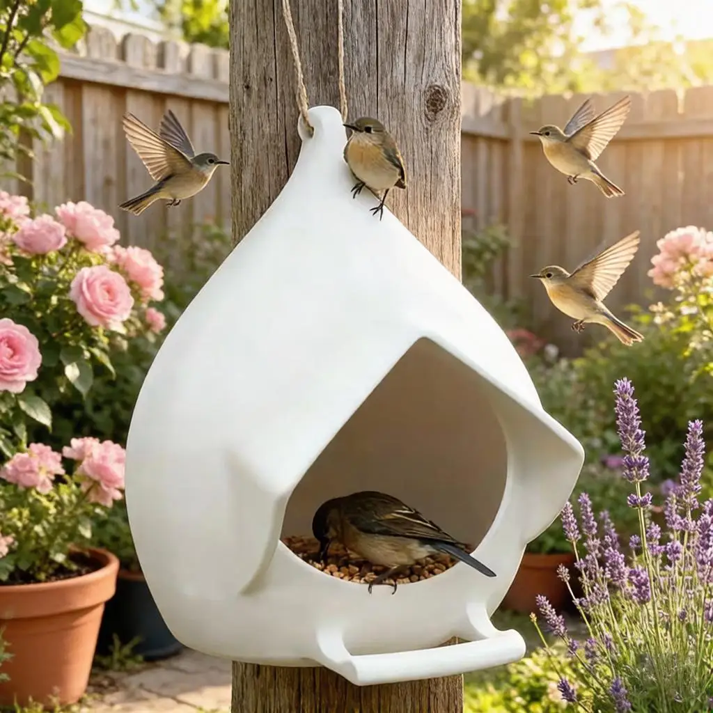 Garden Bird Automatic Feeder Family Balcony Practical Durable Hanging Feed Tool Home Indoor Outdoor Unique Shaped Birds Feeder