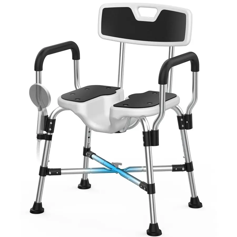 Duty Shower Chair for Inside Shower 450lb Ushape Shower Seat with Arm and Back for Elderly and Disabled Adjustable Height Medica