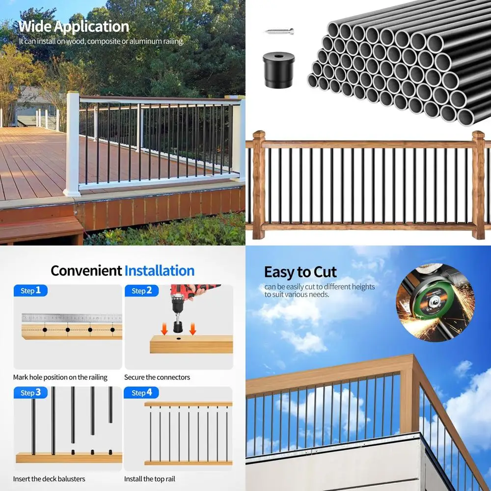 32 x 3/4 Black Round Balusters for Deck Railing, Staircase, and Porch - Outdoor & Indoor Use