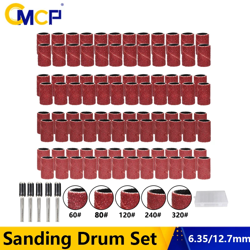 CMCP Sanding Drum Set 60/80/100/120/180Grit Dremel With Sanding Mandrels Sanding Bands For Dremel Rotary Tools Abrasive Tools