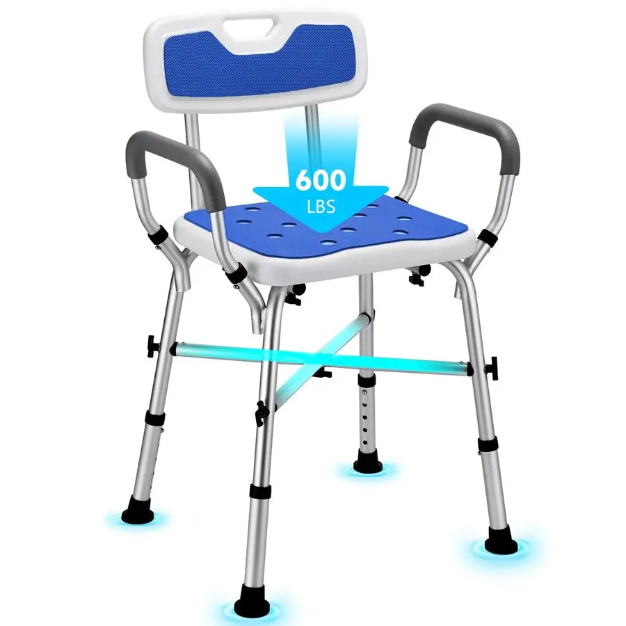 Chair for Inside Shower, FSA HSA Eligible 600 lbs Heavy Duty Shower Chair for Elderly and Disabled, Height Adjustable Shower Ch