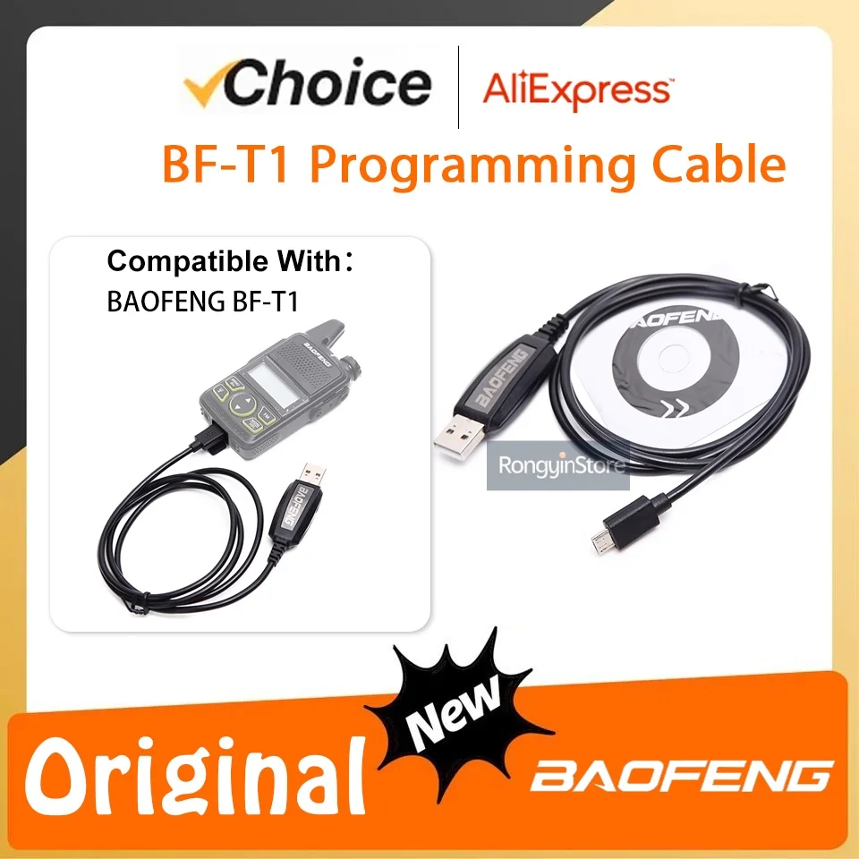 BF-T1 USB Programming Cable For BAOFENG BF T1 BF-9100 BFT1 Mini Radio Original Walkie Talkie Accessories With CD Firmware Parts