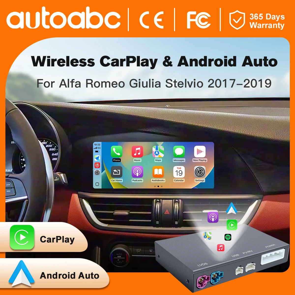 Wireless Carplay Android Auto Car Play Function Box for Alfa Romeo Stelvio & Giulia 2017-2019 Models Upgrade AirPlay
