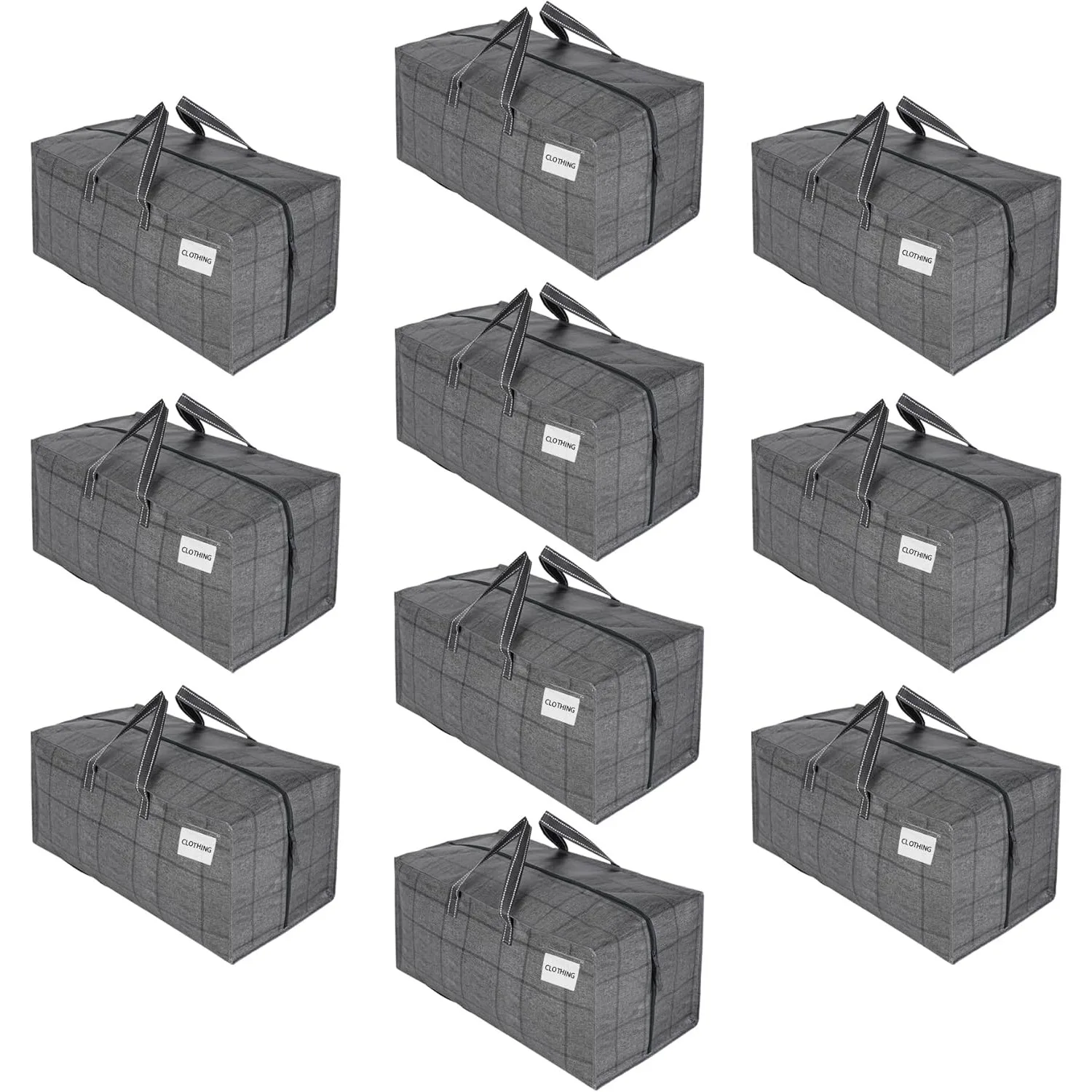 10 Pack Moving Bags w/Backpack Straps, Heavy Duty, Moving Boxes Alternative, Packing Supplies, Large Storage Totes