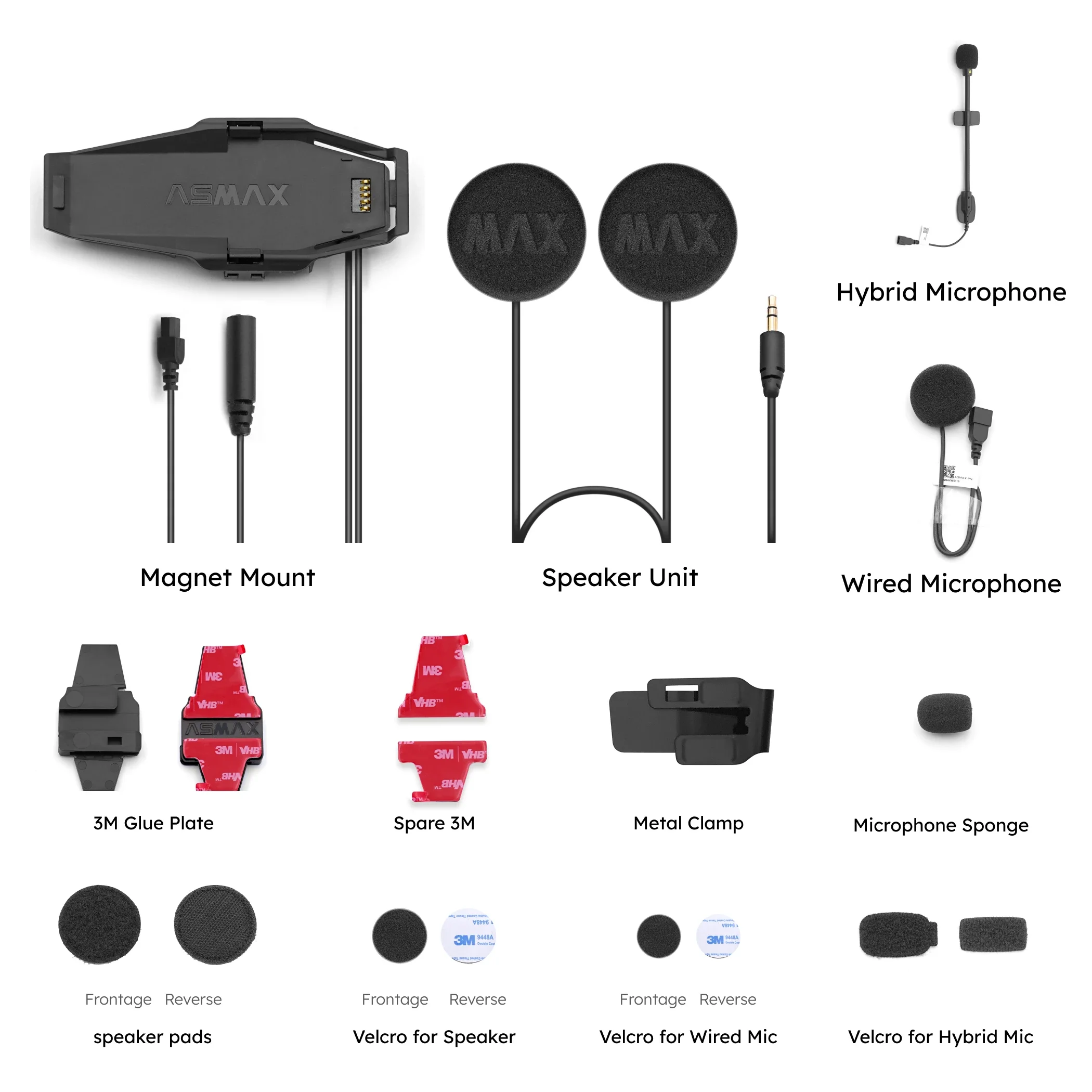 ASMAX F1 Old Back Clip Set for Motorcycle Bluetooth, Headset Universal Speaker Soft Wheat and Hard Wheat 40MM + Back Clip