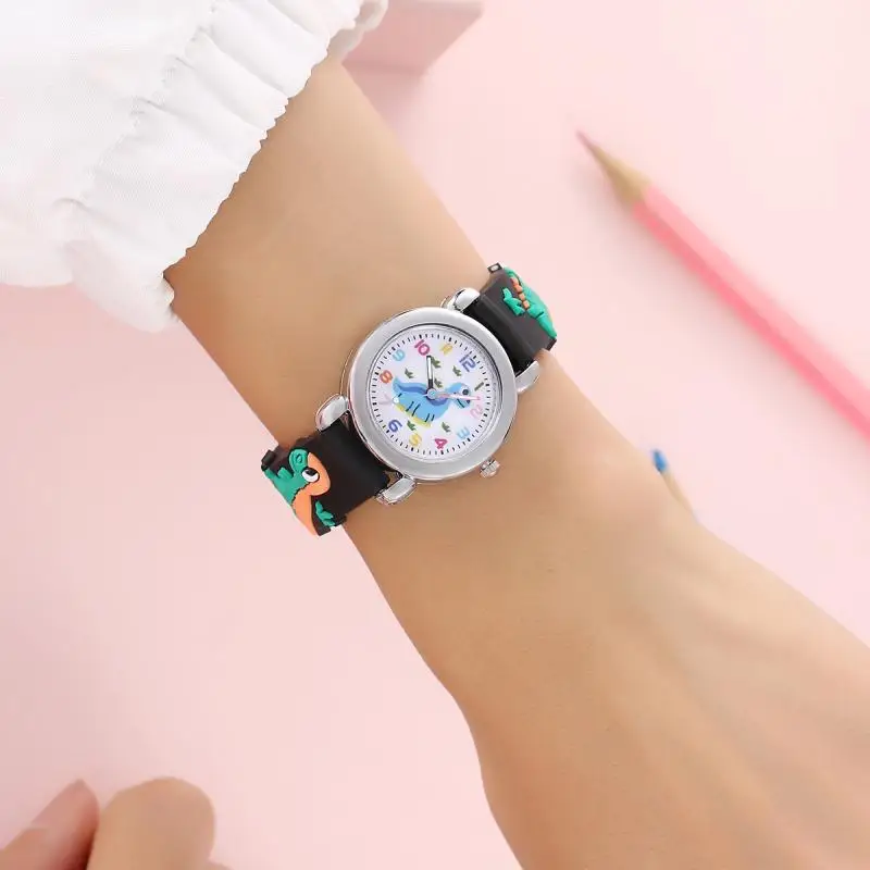1pc/2pcs-Children's watch with cartoon dinosaur pattern strap, watch bracelet, box set, suitable for children's Christmas gifts