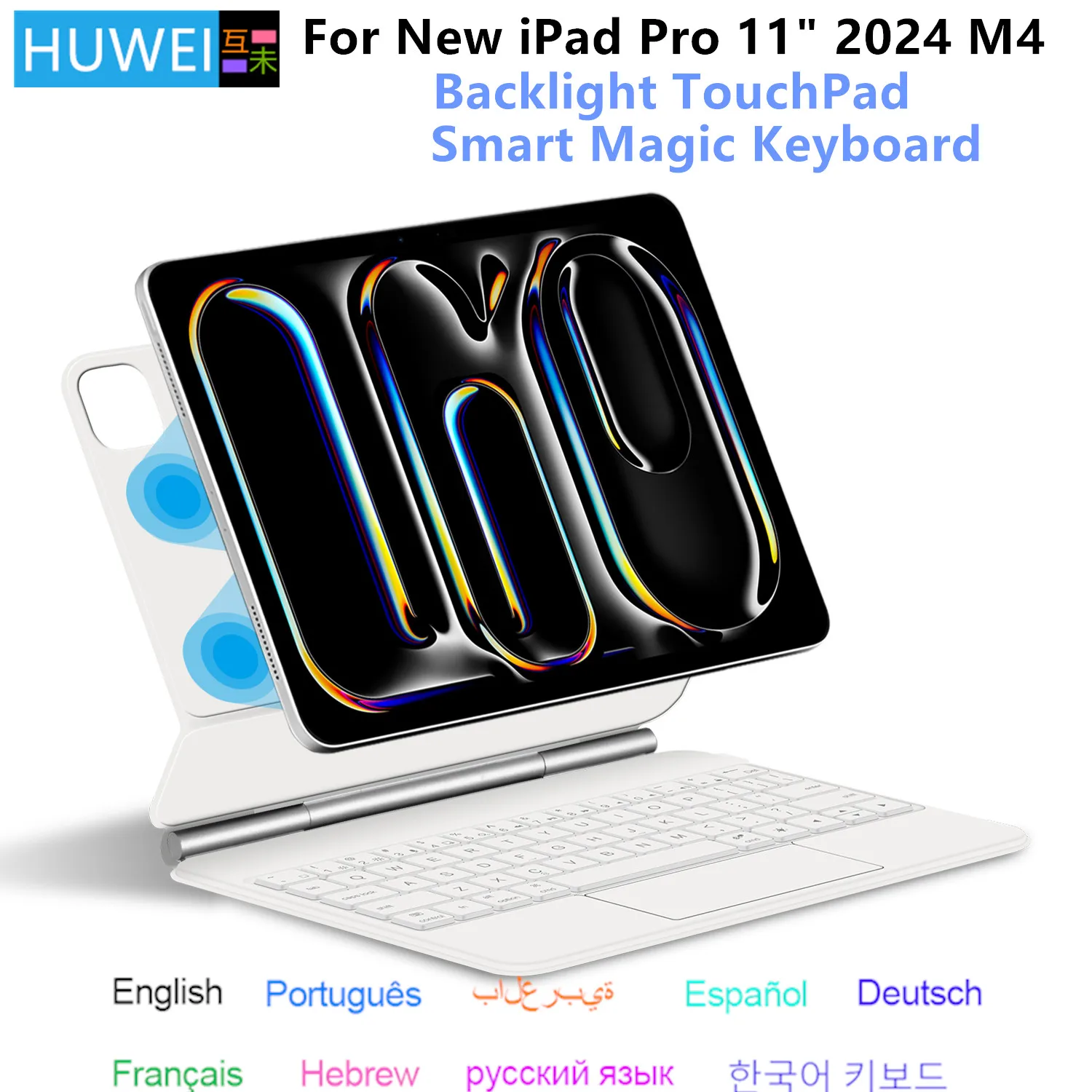 Backlight Magic Keyboard For iPad Pro 11 2024 iPad Pro 11 (M4) 11" Smart Case Portuguese Spanish Hebrew Arabic German keyboard