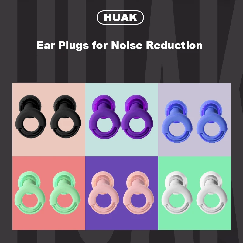 HUAK Quiet Sleep Ear Plugs with Box for Noise Reduction – 8 Ear Tips in XS/S/M/L  Super Soft, Reusable Hearing Protection  ,Swim