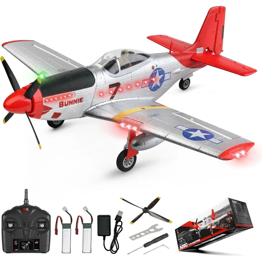 P51 Mustang 4-Channel 6G 3D Brushless RC Airplane with 2.4G Remote Control and LED Lights