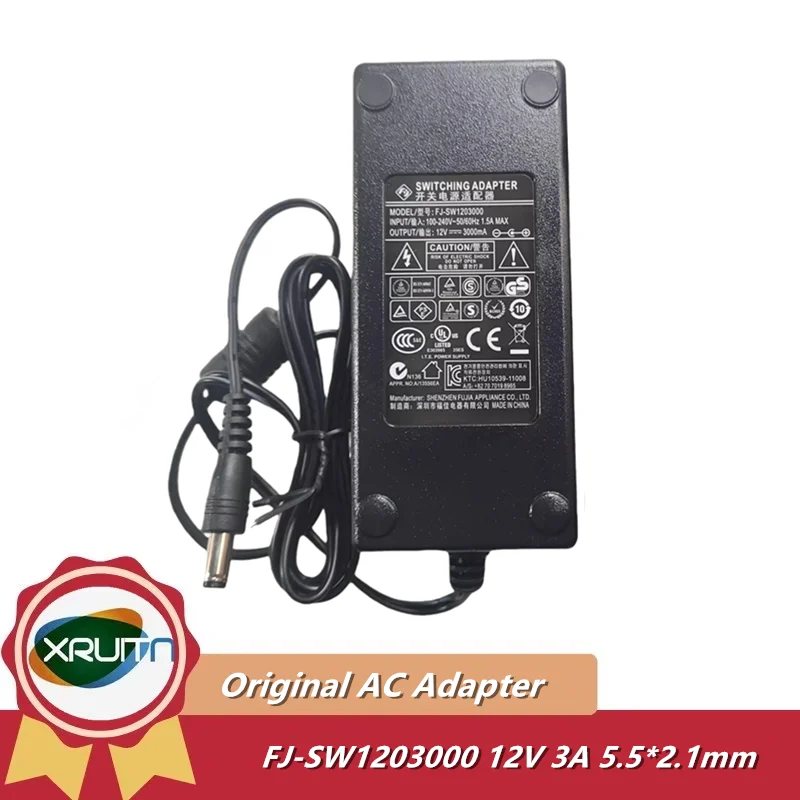 Genuine FUJIA FJ-SW1203000 12V 3A 3000mA 36W Swicthing Power Adapter Charger 5.5*2.1mm Tip
