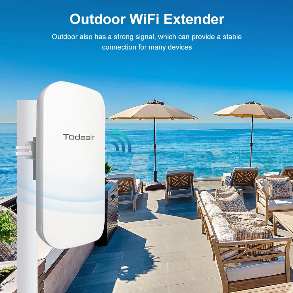 Weatherproof Outdoor WiFi Booster - 1200Mbps Repeater/AP Modes for Shed, Garage & RV, Easy Setup